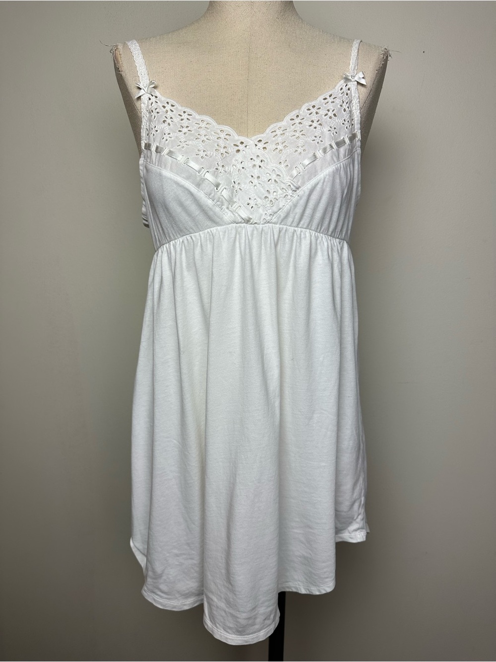 Victoria's Secret White Eyelet Lace Chemise